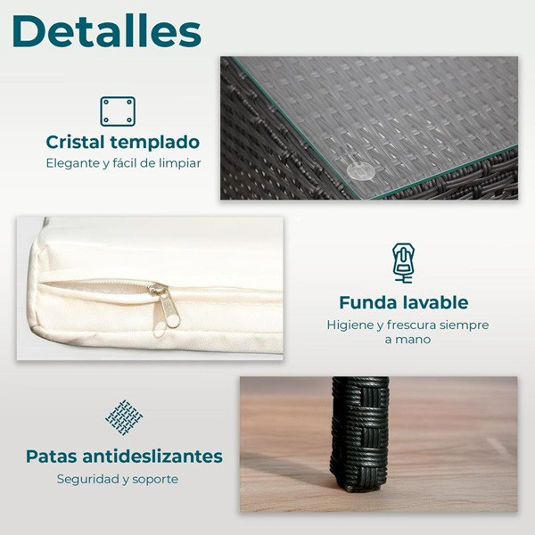 Set de Jardin conversacional Yoevu de 2 asientos y mesa gris M 5