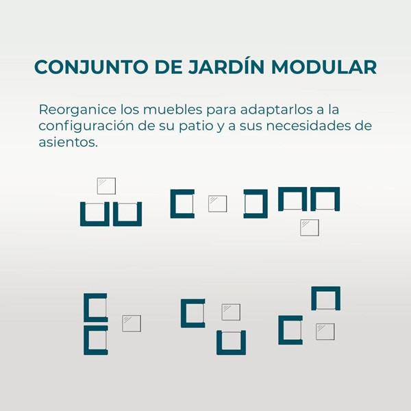 YOEVU SET DE JARDIN CONVERSACIONAL DE 2 ASIENTOS Y MESA COLOR GRIS ANTRACITA M 6