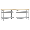 Juego de banco de trabajo 2 piezas acero gris 3