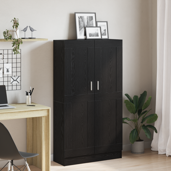 Gabinetes de librería  2 pcs Negro Roble 165x30.5x150 cm Madera D
