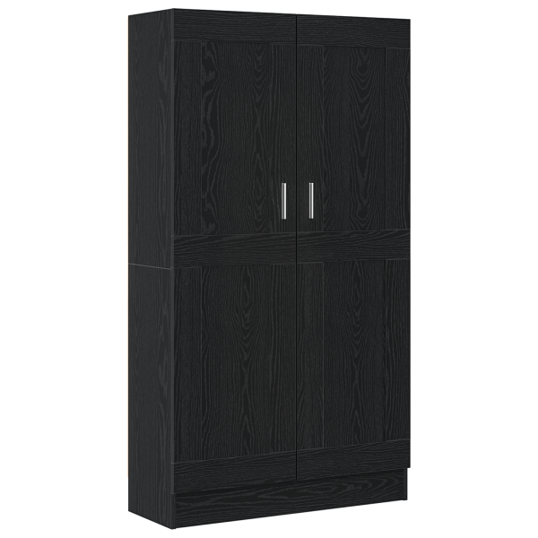 Gabinetes de librería  2 pcs Negro Roble 165x30.5x150 cm Madera M 2