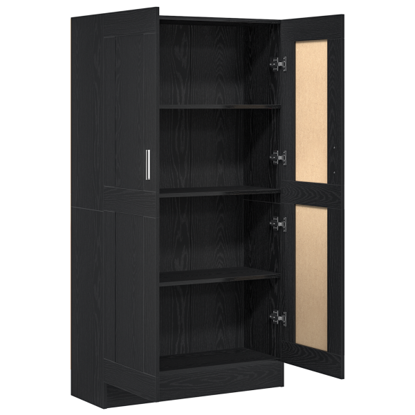 Gabinetes de librería  2 pcs Negro Roble 165x30.5x150 cm Madera M 5
