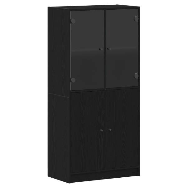 Highboard  com portas em Carvalho Preto 68x37x142 cm em Madeira de Engenharia M 2
