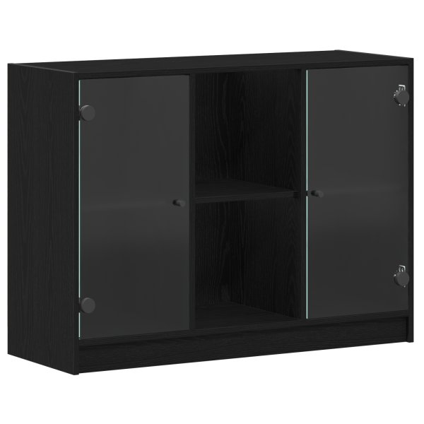 Aparador de madera ingeniería roble negro 102x37x75.5 cm M 2