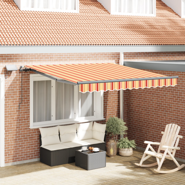 Toldo Retráctil Manual con LED Amarillo y Naranja 300x250 cm D