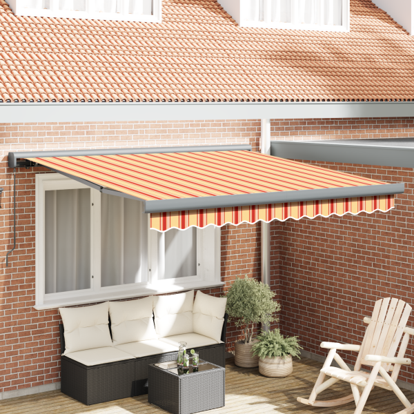 Toldo Retráctil Manual Amarillo y Naranja 300x250 cm D