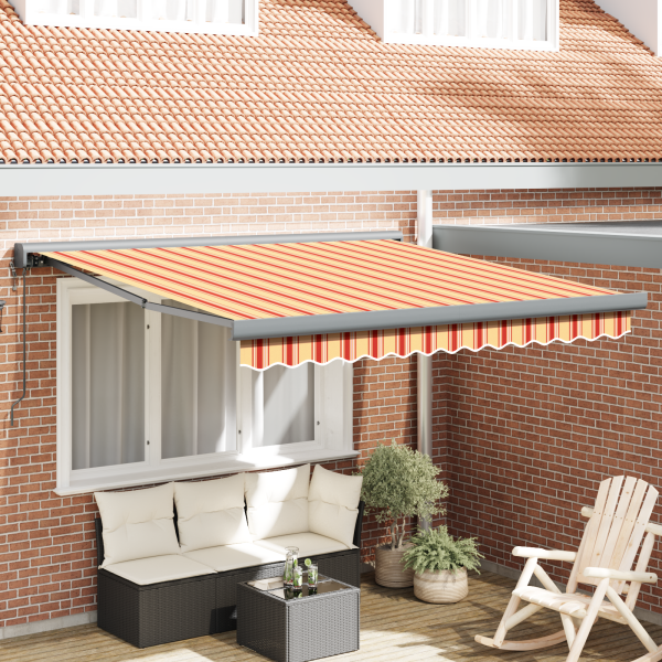 Toldo Retráctil Automático Amarillo y Naranja 300x250 cm D