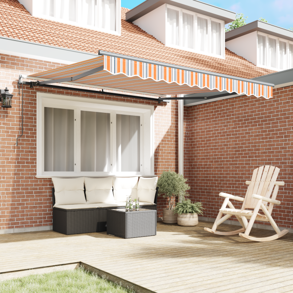 Toldo Retrátil Automático . Listrado Multicolorido 300 x 250 cm M 3