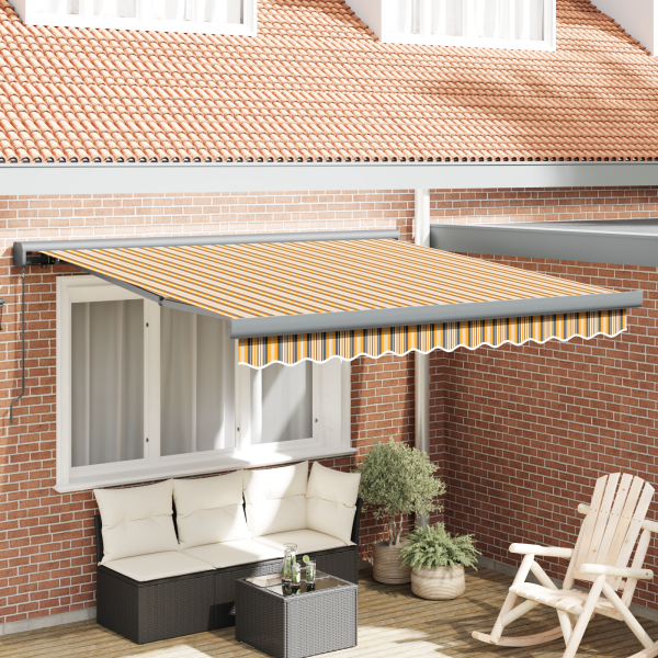 Toldo Manual Retráctil Rayas Multicolores 300x250 cm D