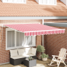 Toldo Retrátil Manual Listrado Vermelho e Branco 350x250 cm 1