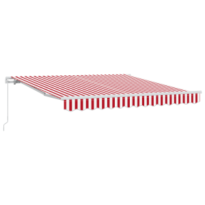 Toldo Retrátil Manual Listrado Vermelho e Branco 350x250 cm H