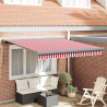 Toldo Retrátil Manual Listrado Vermelho e Branco 350x250 cm 1