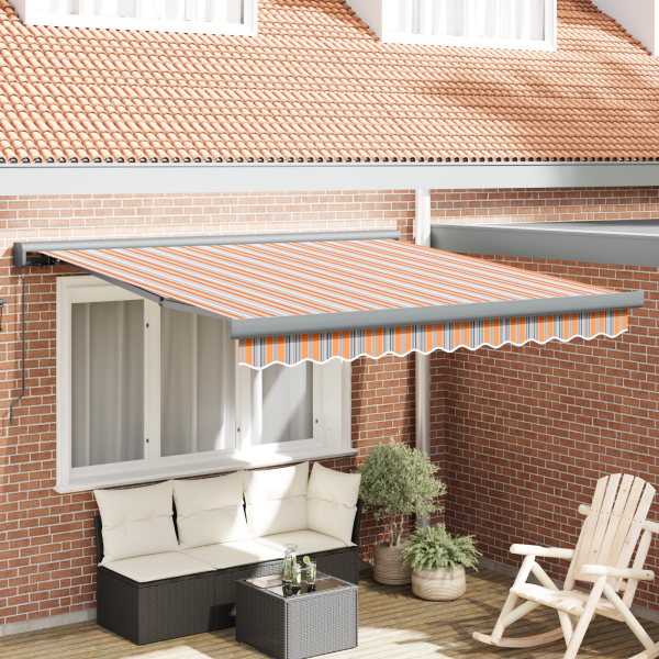 Toldo Retráctil Manual a Rayas Multicolor 350x250 cm D