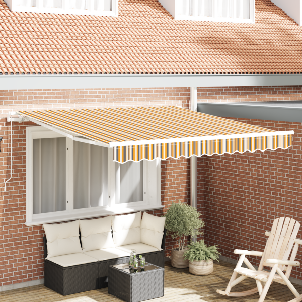Toldo Retráctil Manual Rayas Multicolores 350x250 cm D
