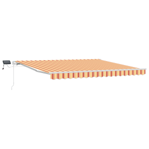 Toldo retráctil manual con LED Amarillo y Naranja 400x300 cm H
