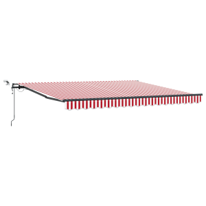 Toldo Retrátil Automático com LED Listrado Vermelho e Branco 400x300 cm H