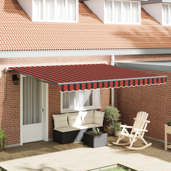 Toldo Retráctil Automático Naranja y Marrón 400x350 cm D