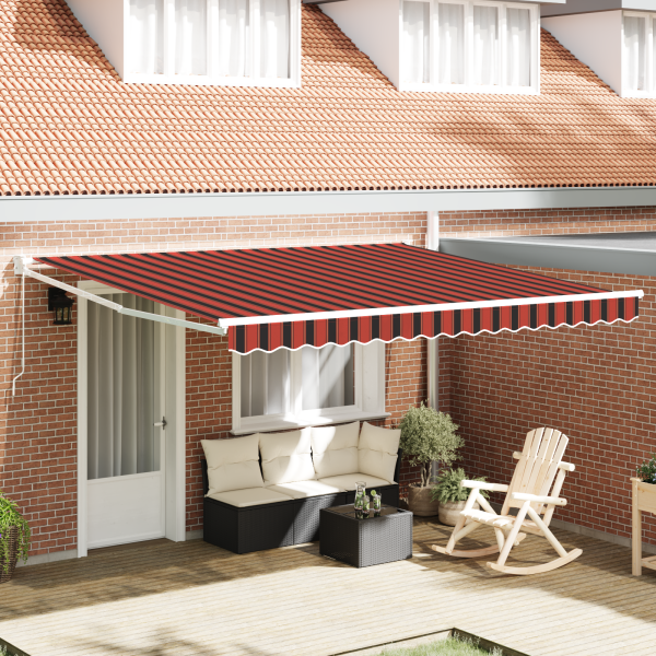 Toldo retráctil manual amarillo y naranja 400x350 cm D