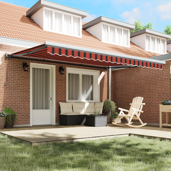 Toldo Retráctil Automático Naranja y Marrón 450x300 cm M 3