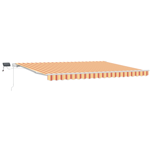Toldo Retráctil Manual con LED en Amarillo y Naranja. 450x300 cm H