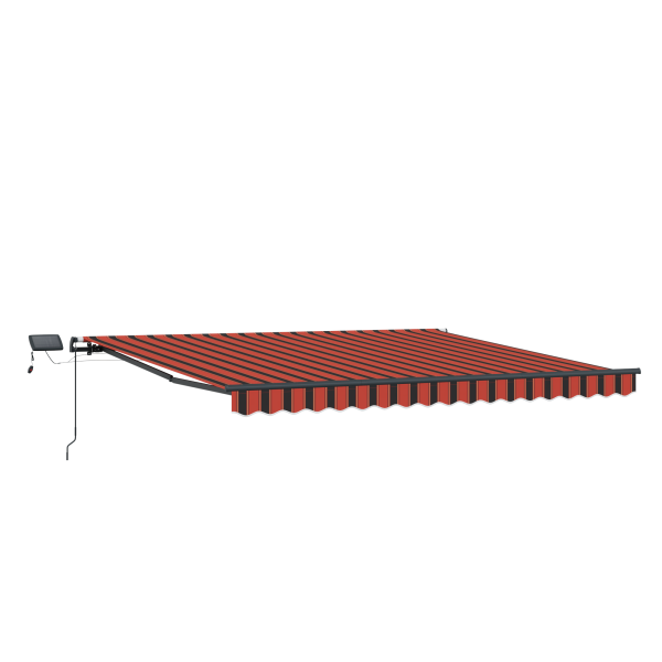 Toldo Retráctil Manual con LED Naranja y Marrón 450x350 cm M 4
