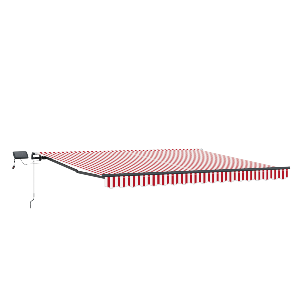 Toldo retrátil manual com LED em listras vermelha e branca 450x350 cm M 4