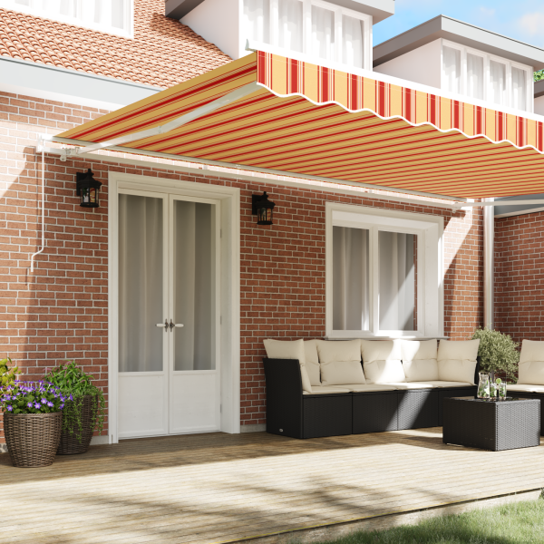 Toldo Retráctil Manual Amarillo y Naranja 500x300 cm M 3