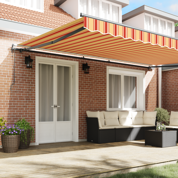 Toldo Retráctil Automático Amarillo y Naranja 500x300 cm M 3