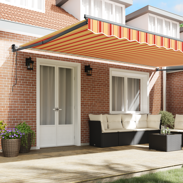 Toldo Retráctil Automático Crema y Naranja 500x300 cm M 3