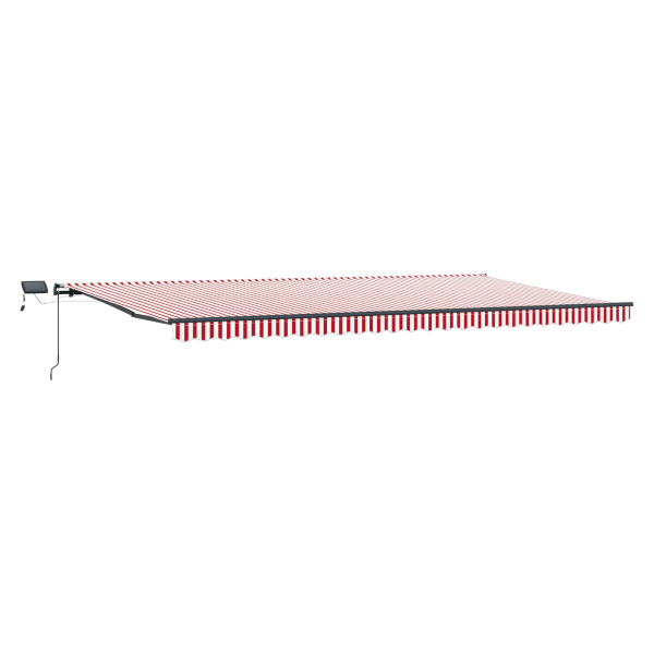 Toldo Retrátil Manual com LED Listrado Vermelho e Branco 600x300 cm M 4