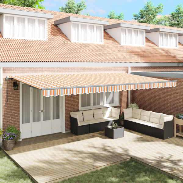 Toldo Retráctil Automático a Rayas Multicolor 600x300 cm D