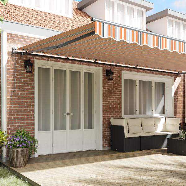 Toldo retrátil automático listrado. multicolorido. 600 x 300 cm M 3