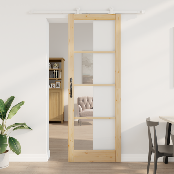 Puerta Deslizante con Juego de Hardware 'ORKDAL'de Madera Sólida & Vidrio D