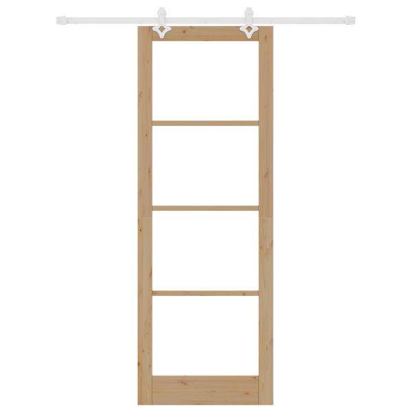 Juego de Puerta Corredera  con Hardware 83x232 cm de Madera Sólida de Pino M 4