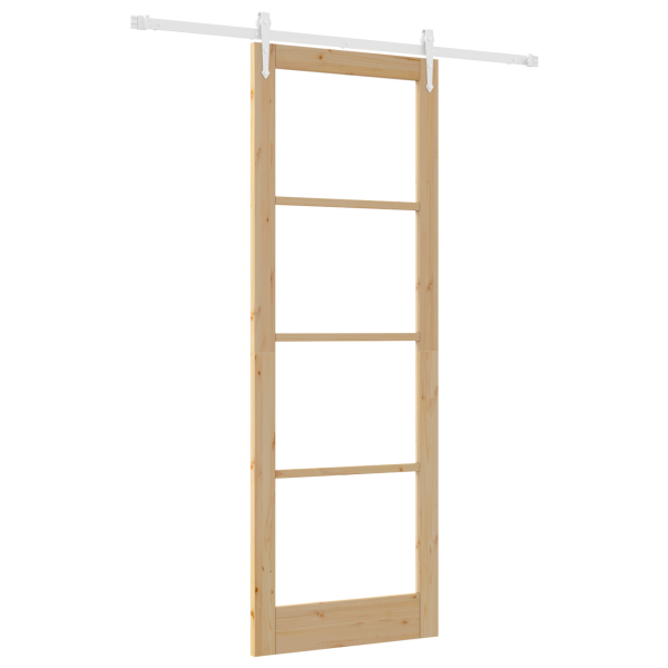 Puerta Deslizante con Juego de Herrajes 83x232 cm Madera Sólida de Pino M 2