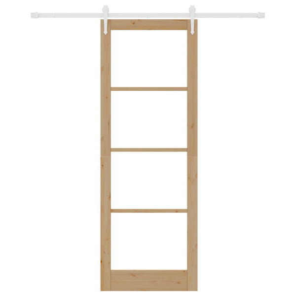 Porta Deslizante com Conjunto de Hardware 83x232 cm Madeira Sólida de Pinheiro M 4