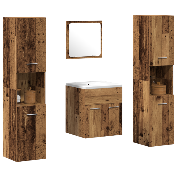 Conjunto de Muebles de Baño de 4 Piezas - Madera Vieja M 3
