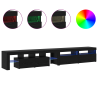 Muebles para TV 3 pcs con luces LED de roble negro y madera 4