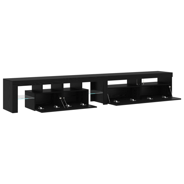 Muebles para TV 3 pcs con luces LED de roble negro y madera M 5