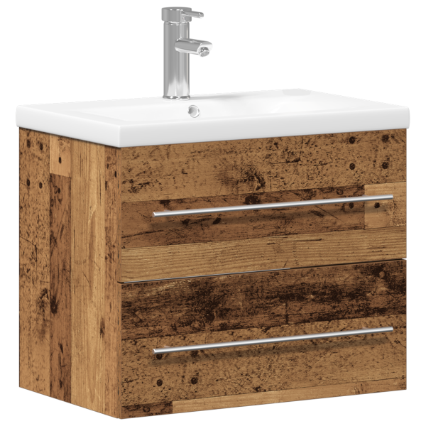 Mueble de Lavabo para Baño con lavabo integrado Madera envejecida Madera engineered M 2