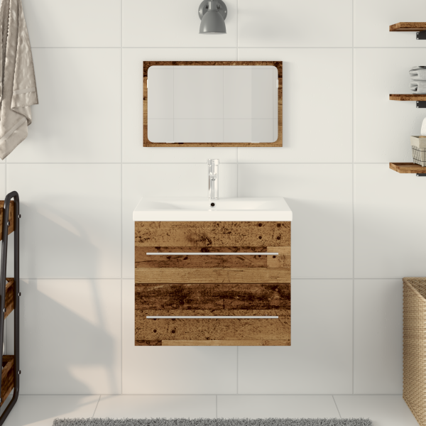 Mueble de Lavabo para Baño con lavabo integrado Madera envejecida Madera engineered M 4