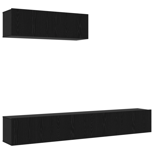 Set de Cabinet para TV de 3 piezas Montado en la Pared Roble Negro Madera Elaborada M 2