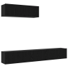 Set de Cabinet para TV de 3 piezas Montado en la Pared Roble Negro Madera Elaborada 2
