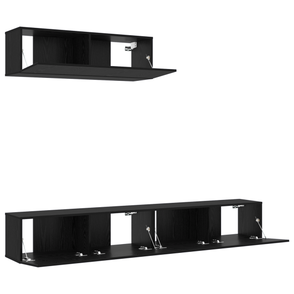 Set de Cabinet para TV de 3 piezas Montado en la Pared Roble Negro Madera Elaborada M 5