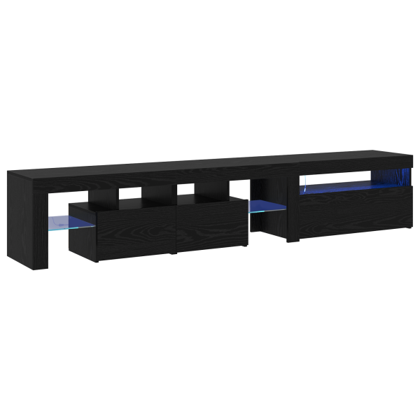 Muebles de TV  2 pcs con luces LED de roble negro y madera elaborada M 2