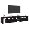 Muebles de TV  2 pcs con luces LED de roble negro y madera elaborada 3