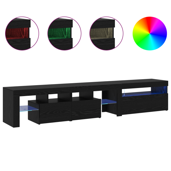 Armários para TV  2 pcs com Luzes LED Carvalho Preto Madeira Engenheirada M 4