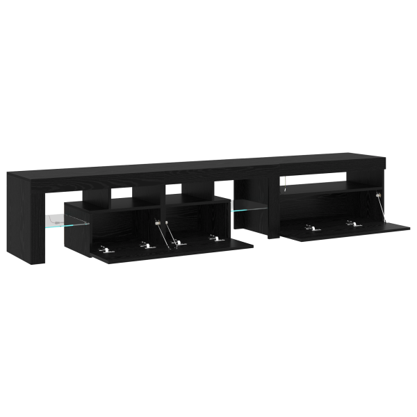 Muebles de TV  2 pcs con luces LED de roble negro y madera elaborada M 5