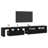 Gabinetes de TV 2 pcs com Luzes LED Carvalho Preto Madeira Ingenheirada 3
