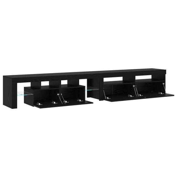 Gabinetes de TV 2 pcs com Luzes LED Carvalho Preto Madeira Ingenheirada M 5